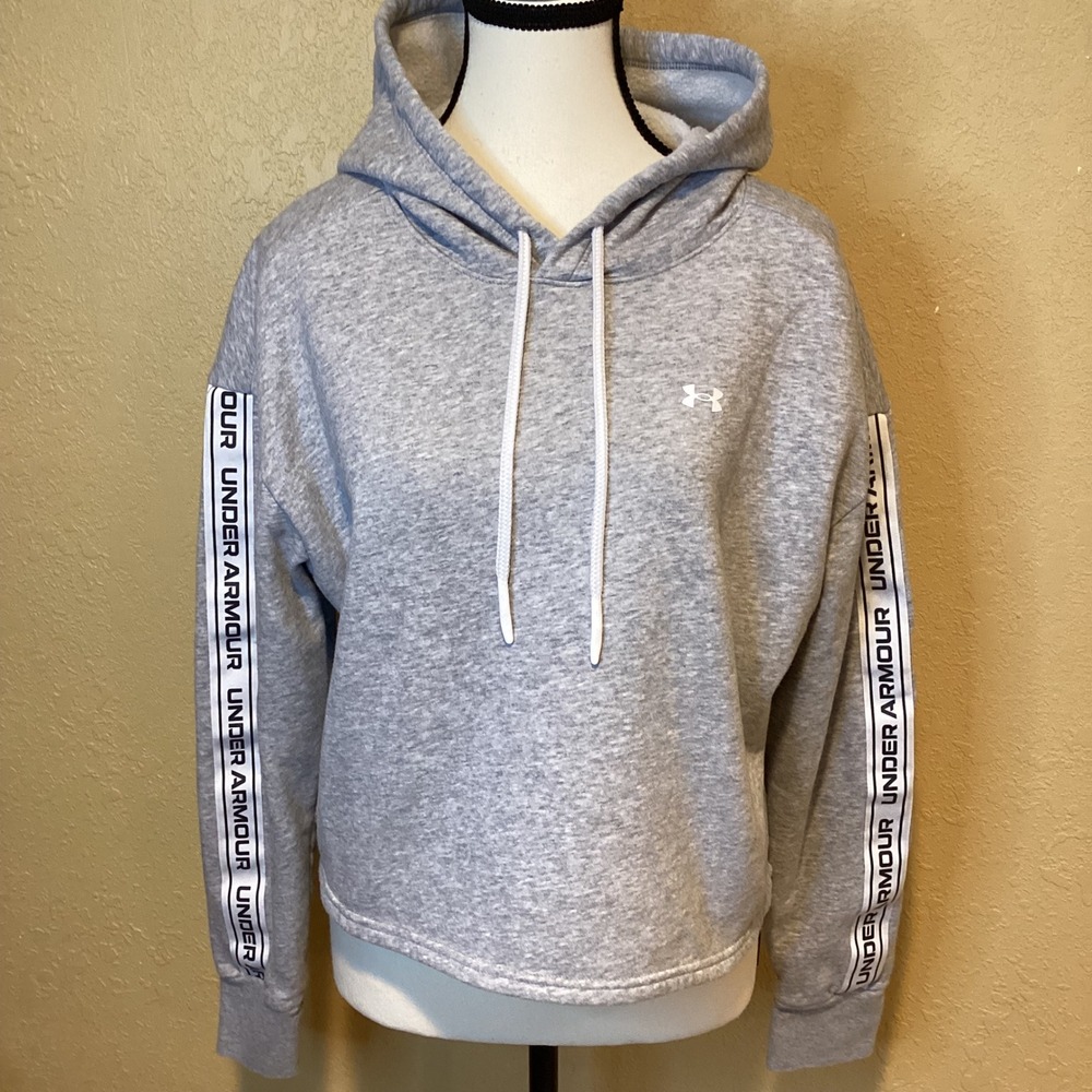 Under Armour Women's Hoodie Cropped Loose Fit,‎ Size Medium, Gray, Logo trim